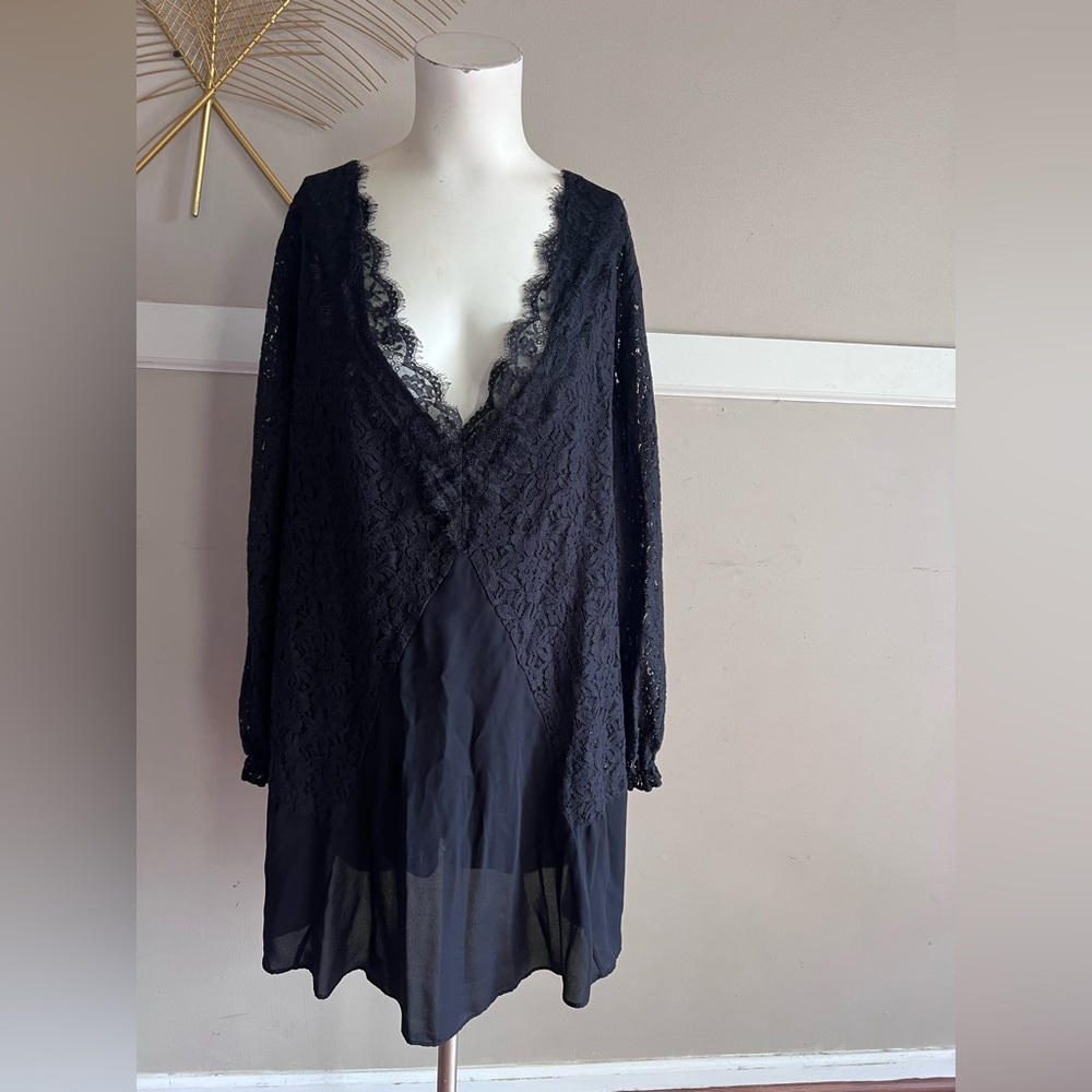 Roaman's Black Lace Chemise Size 3X